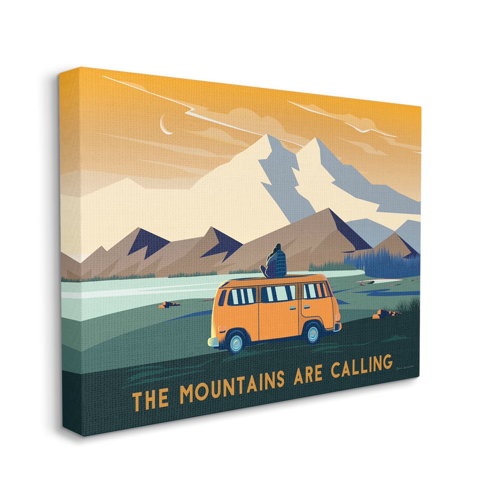 Stupell Industries Mountains Are Calling Bold Orange Van Travel Explore Quote Canvas Wall Art, 48 x 36, Design by Omar Escalante