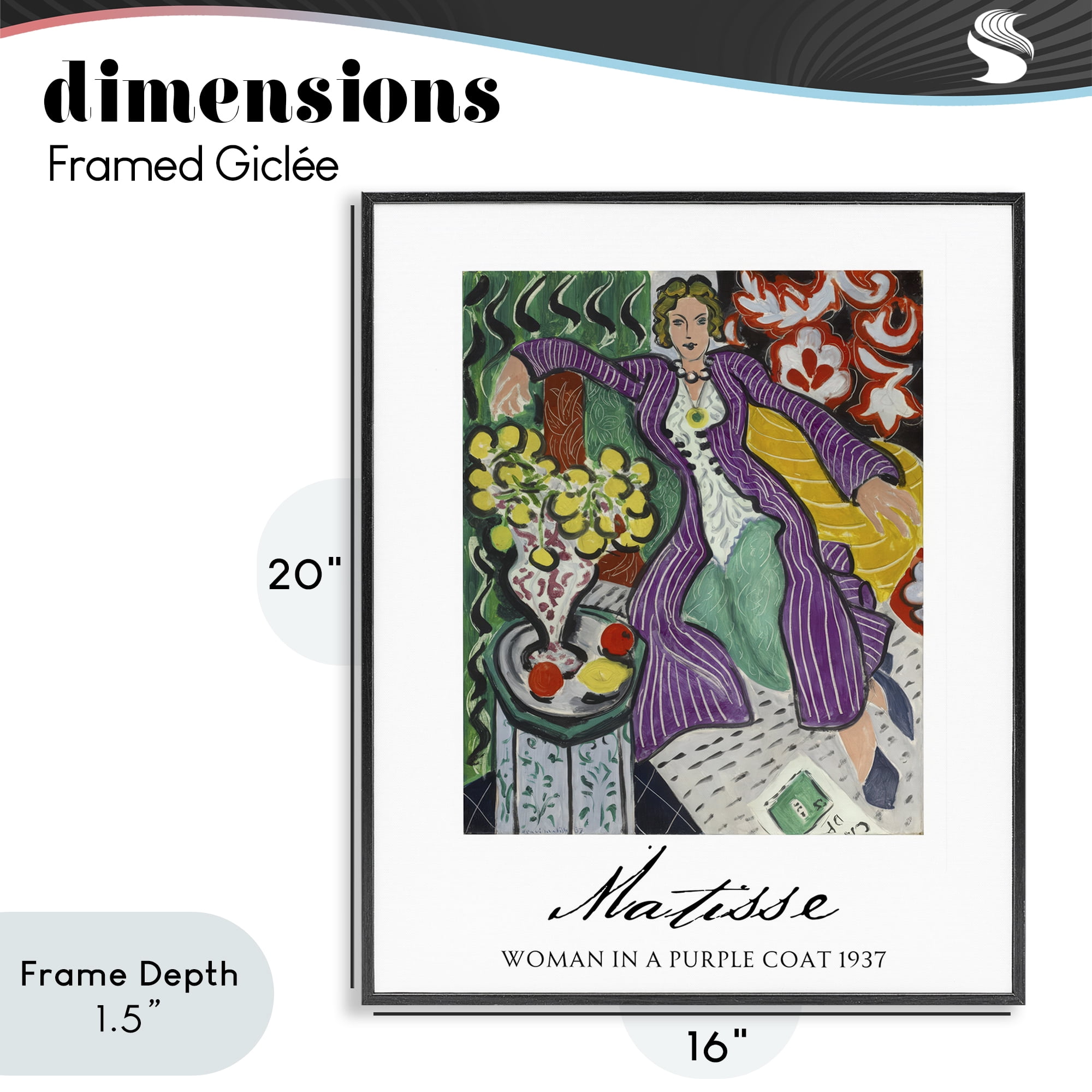 Stupell Industries Matisse Woman In Purple Coat Black Framed Giclee Art, design by Vintage Hustle