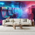 thumbnail image 2 of Peel and Stick Wallpaper Wall Murals Neon Retro Arcade 80s 69"H x 96"W Removable Wall Paper Self-Adhesive Wall Decor for Bedroom Living Room Nursery, 2 of 7