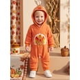 thumbnail image 5 of RUINIXCW Newborn Baby Girl Boy Thanksgiving Outfit Infant Girl Boy Fall Winter Clothes Warm Fleece Jumpsuit Turkey Embroidery Long Sleeve Hooded Romper, 5 of 10