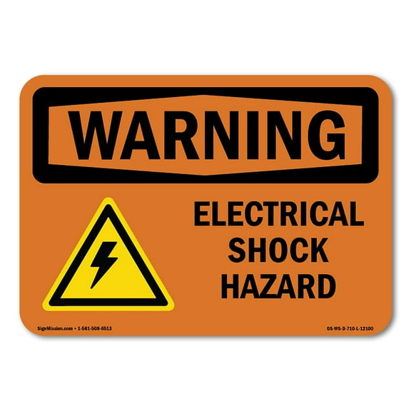 OSHA WARNING Sign - Electrical Shock Hazard With Symbol | Plastic Sign | Protect Your Business, Construction Site, Warehouse & Shop Area | Made in the USA