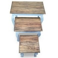 thumbnail image 4 of 3pc Nesting End Table Set, Light Blue Turned Legs Brown Reclaimed Wood, 4 of 5