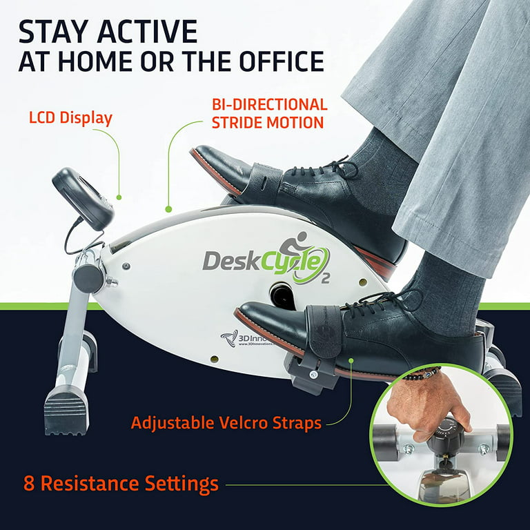 DeskCycle 2 Under Desk Bike Pedal Exerciser with Adjustable Leg - Mini Exercise  Bike Desk Cycle, Leg Exerciser for Physical Therapy & Desk Exercise 