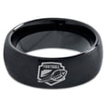 thumbnail image 2 of Tungsten Football Players Band Ring 8mm Men Women Comfort Fit Black Dome Brushed Polished, 2 of 4