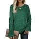 thumbnail image 1 of Jersey Cuello Redondo Manga Larga Trompeta Color Sólido Casual Cómodo Mujer Top Verde S, 1 of 5