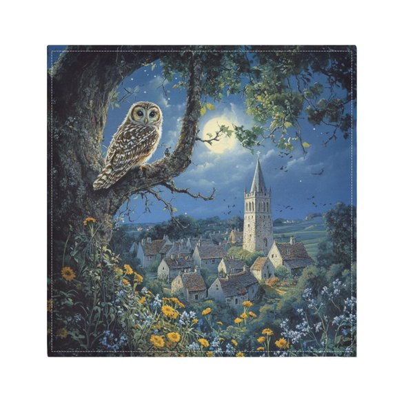 Qxltty Owl in The Moonlight Napkins 20×20in Perfect for Parties Dinners Weddings Cocktail Housewarming Cloth Napkins Set of 6