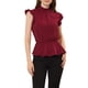 thumbnail image 1 of INSPIRAR CHIC Blusa de Peplum con Cuello Fruncido y Mangas con Volantes para Mujeres en Color Burdeos, 1 of 5