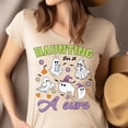 thumbnail image 4 of Haunting for a Cure Nurse Graphic T-Shirt for Women Men | Funny Ghost Medical Tee, CarolinaBlue, Size M, 4 of 6