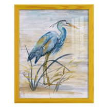 Blue Heron I -Framed Print w/glass-Sunflower Yellow