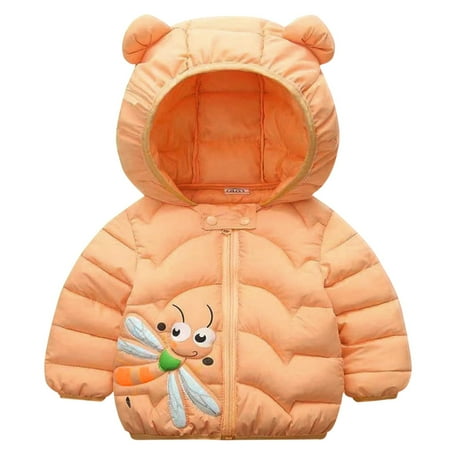 

Toddler Coats Outdoor Jackets Baby Girls Clothes Boys Winter Windproof Cartoon Bee Prints Bear Ears Hooded Kids Warm Outerwear Children s Windbreakers Outfits For Kids 3 Years-4 Years Orange