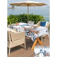 thumbnail image 4 of Outdoor Tablecloth with Umbrella Hole and Zipper, Blue Christmas Rectangle Table Cloth 52x70 Inch Waterproof Tablecloth, Snowman Elk Eucalyptus Leaves Xmas Tree Wood Picnic Table Cover for Patio, 4 of 7