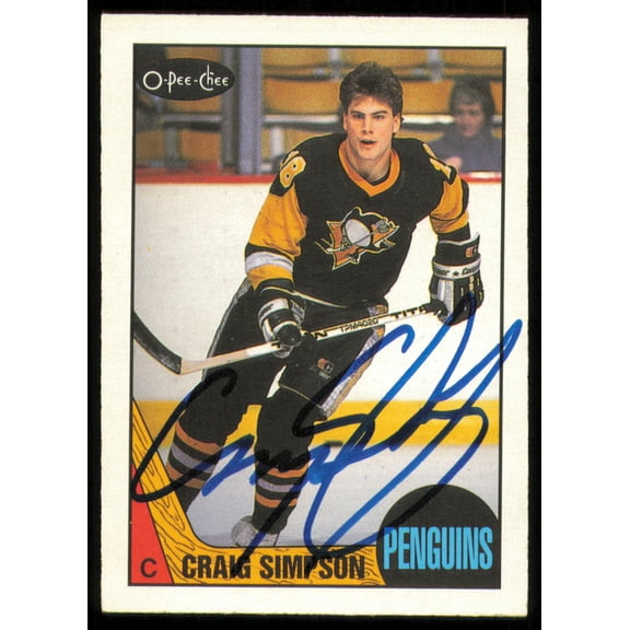 Craig Simpson Autographed 1987-88 O-Pee-Chee Rookie Card #80 Pittsburgh Penguins SKU #255264