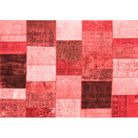 Ahgly Company Indoor Rectangle Patchwork Red Transitional Area Rugs, 7' x 9'