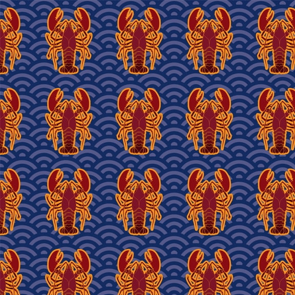Atlantic Lobster on Blue Waves Premium Roll Gift Wrap Wrapping Paper