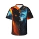 thumbnail image 1 of Fotbe Red And Blue Fire Cat Camisa Hawaiana para Hombre Unisex – Camisa Casual de Verano con Botones de Manga Corta de Algodón y Lino,3X-Large, 1 of 7