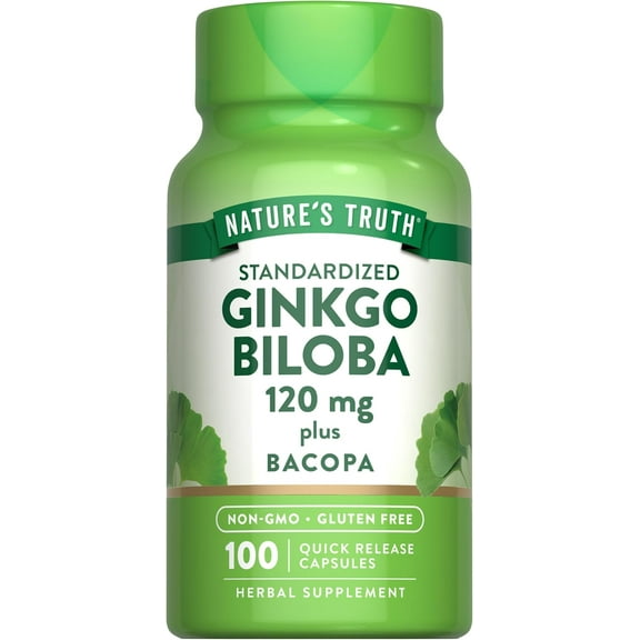 Ginkgo Biloba 120mg | 100 Capsules | Plus Bacopa Monnieri | Standardized Extract | by Nature's Truth