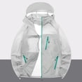 thumbnail image 2 of GUZOM Mens Sun Protection Jacket Hooded UPF 50+ Quick Dry Breathable Lightweight Packable for Hiking Fishing Running Zippered Pockets White,Size 3XL, 2 of 9