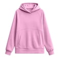 thumbnail image 4 of Hoodie for Womens Xaqiouau Solid Cross Neck Hooded Pullover Sweatshirt Split Hem Side Pockets Long Sleeve Basic Tops For Fall Athleisure Casual Daily Wear Pink S, 4 of 6