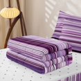 thumbnail image 5 of Castle Fairy Boho Horizontal Stripe Zipper Full Size Comforter Sets with Fitted Sheet and 2 Pillowcases,Bohemian Thin Line Zipper Bedding Set,Violet Lavender White,Reversible, 5 of 5