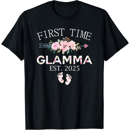 Promoted To Grandma Est 2025 First Time Glamma Mom Pregnancy T-Shirt
