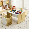 thumbnail image 4 of Gymax Ensemble Table et Chaises pour Enfants 3 Pcs Ensemble pour Tout-Petits avec 2 Tabourets et Table d'Activités Gris Naturel, 4 of 10
