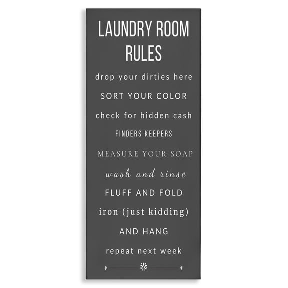 Grey Rules of Laundry Room Canvas Wall Art, design by Julia Frost