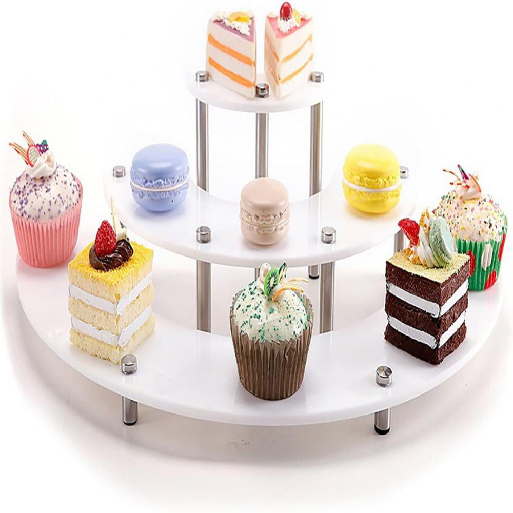 3/4 Layers Acrylic Cake Stand Grain Clear Wedding Party Cupcake Tower Display 