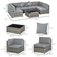 thumbnail image 2 of CoSoTower 7pc Garden Wicker Sectional Set w/ Tea Table Patio Rattan Lounge Sofa Outdoor Deck Furniture Light Grey, 2 of 7