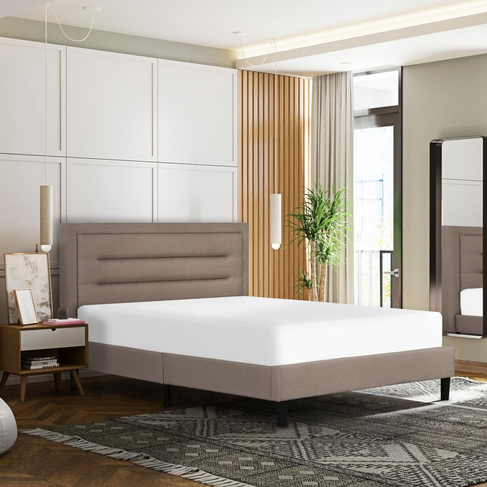 Primo International Adult Olivia Upholstered Platform Bed, Light Brown - Full Size