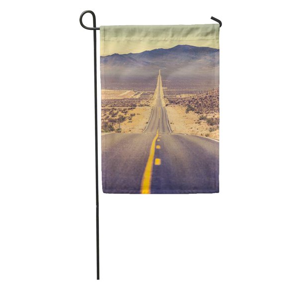 POGLIP Classic View of Endless Straight Road Running Through The Barren Garden Flag Decorative Flag House Banner 12x18 inch