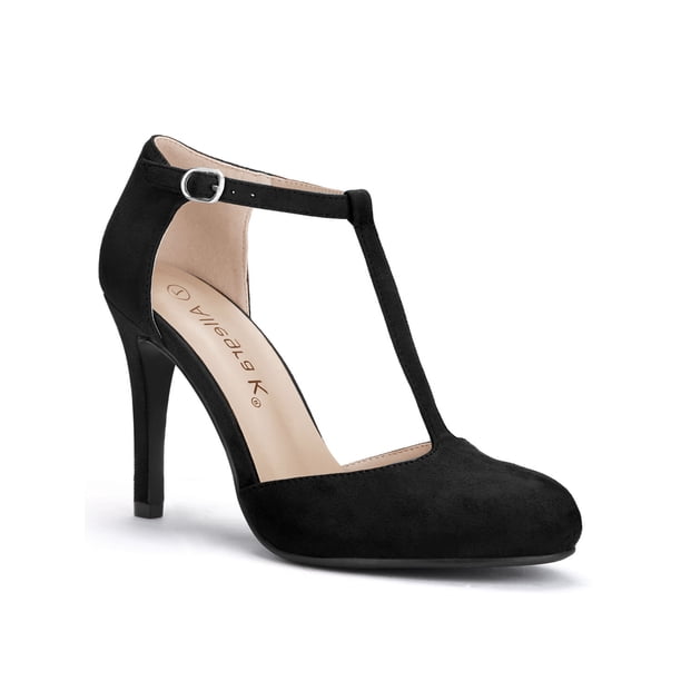 black t strap heels