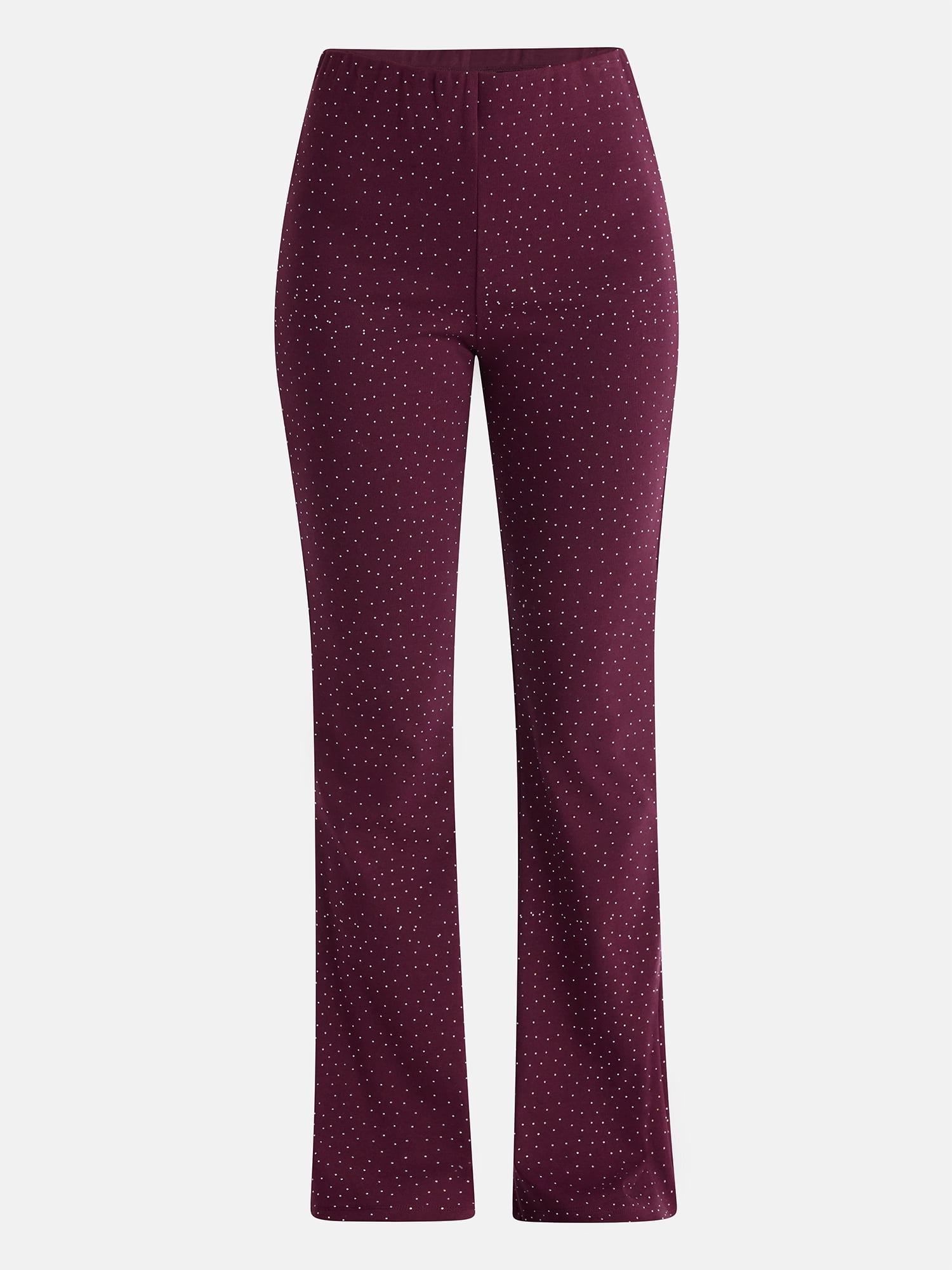 No Boundaries Faux Rhinestone Studded Ribbed Flare Pants, 31'' Inseam, Women's