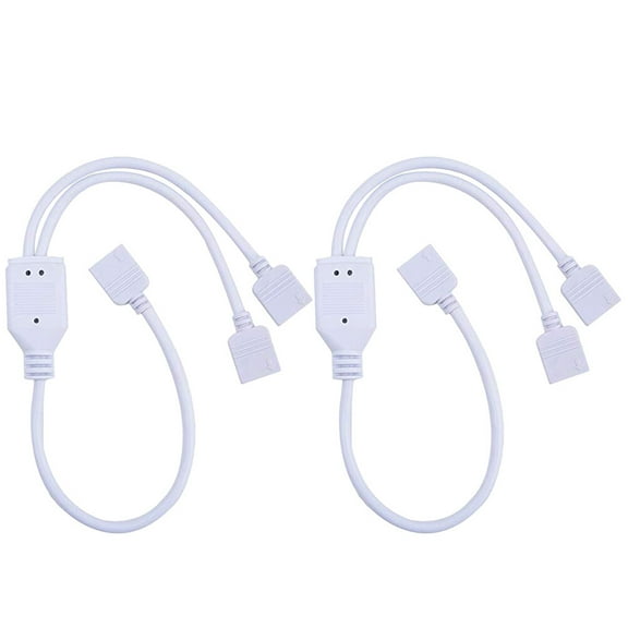 Niceauty 2Pcs Splitter Cable White 4 Pin Connector for 2 Flexible LED Light