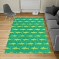 thumbnail image 2 of Sea Animals Turkish Area Rug, Sharks Swimming Horizontal Silhouettes Powerful Dangerous Wild Life, Soft Carpet for Living Room Decor, 4' X 5.7', Lime Green and Teal, by Ambesonne, 2 of 4
