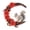 Red, variant on Racsoh Faux Flower Garland with Cute Plastic Squirrel, Thanksgiving Day Artificial Wreath, Half Moon Shaped Wall Mount Wreath, for Front Door Home Garden Party Decor (Red)