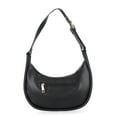 thumbnail image 3 of Time and Tru Women's Faux Leather Griffin Crescent Handbag, Black, 3 of 4