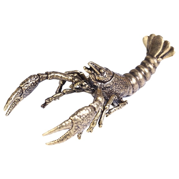 Golden Copper Lobster Statue for Decor Creative Desk Ornament Compact Size 1 Piece