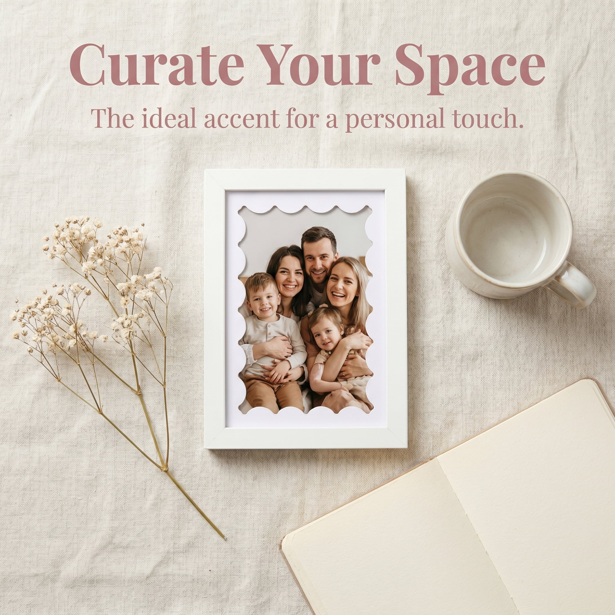 Unique Bargains MDF Wood Cute Wavy Picture Frame White 4" x 6"