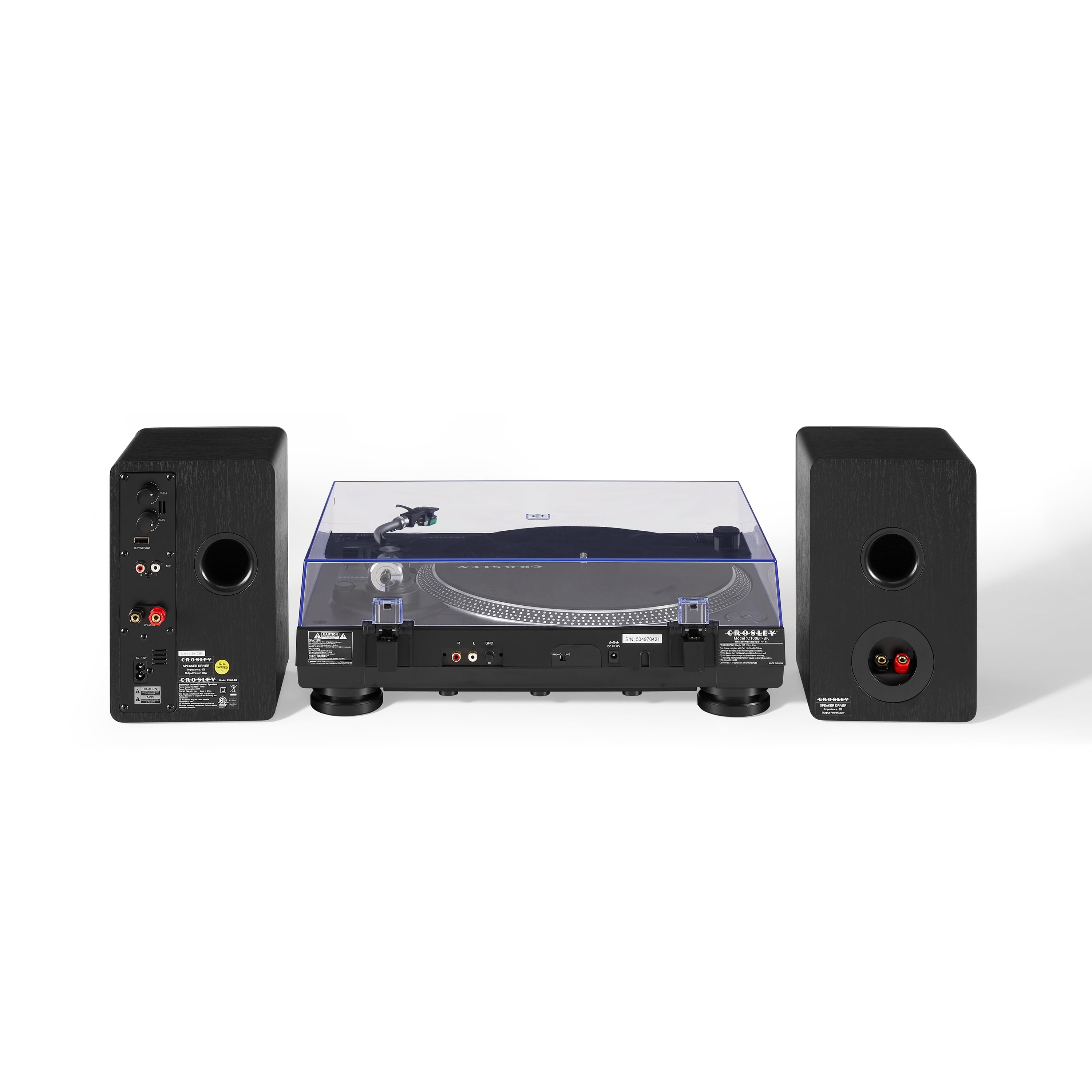 Crosley C100BT Vinyl Record Player with Speakers and Wireless Bluetooth - Audio Turntables