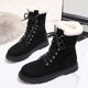 thumbnail image 4 of NECHOLOGY Botas Mujer Adulto Femenino Zapatos Botines de mujer Zapatos de mujer Botas cálidas de suela gruesa Botas de longitud media cálidas de terciopelo informales y de moda (Black, 6.5), 4 of 6