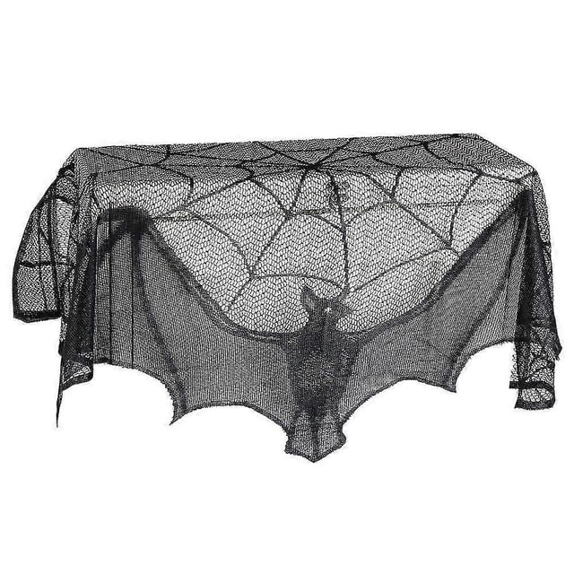 Bat Cobweb Tablecloth Halloween Decoration Spider Web,fireplace Cobweb Decor Lace Tablecloth For Horror Themed Party