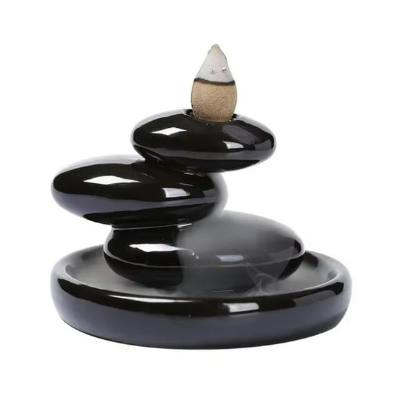 1pc Ceramic Three Lives Stone Backflow Incense Cone Holder, Handcrafted Porcelain Censer (Without Incense)