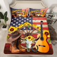 thumbnail image 2 of Feelyou Western Cowgirl Boot Bed Sheets, Hippie Sheep Skull Skeleton King Sheets, Vintage US Flag Sheet Set, Breathable Home Decor, 4 Pieces, 2 of 7