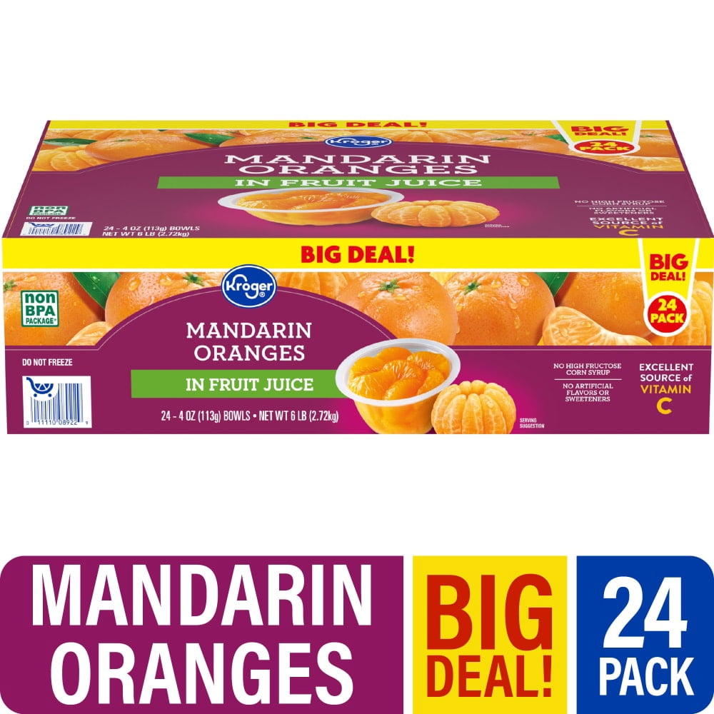 Kroger Mandarin Orange Cups in 100% Juice 24 ct / 4 oz - 3 Pack