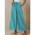 thumbnail image 3 of Women's Summer Wide Leg Palazzo Pants - High Waist, Striped, Flowy & Comfy with Pockets - Casual Beach, Lounge, Travel Outfit, 3 of 5