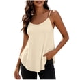 thumbnail image 3 of VBVC Women's Adjustable Strap Crew Neck Camisoles , Ladies' Lightweigh Curved Hem Tank Tops , Casual Summer Sleeveless Shirts For Women,Beige,S-2XL, 3 of 9