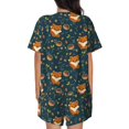 thumbnail image 6 of Daiia Cute plant fox Pattern Womens Pajama Sets Short Sleeve Pajamas for Women Sets Soft Lounge Sets Casual Round Neck Sleepwear PJS-XX-Large, 6 of 7