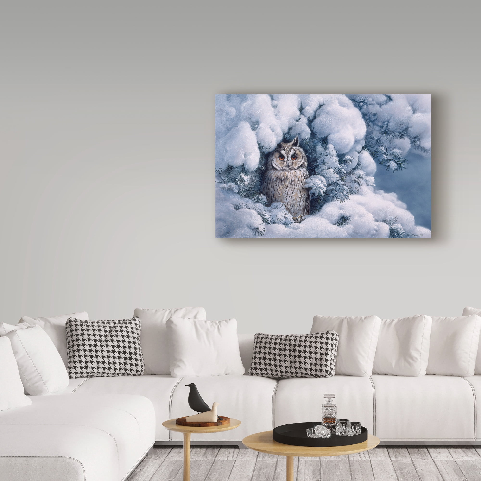 Trademark Fine Art 'Long Eared Owl In Snow' Canvas Art by Harro Maass