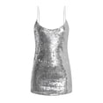 thumbnail image 3 of Vestido De Tirantes Finos Mini vestido de lentejuelas para mujer, sin espalda, cuello en V, ajustado, traje de vacaciones (Plata XXL) Ygjytge para Mujer Plata T S, 3 of 9