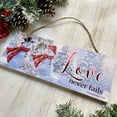 thumbnail image 4 of Crafted Creations Snow Sweethearts "Love Never Fails" 1 Corinthians 13:8 Christmas Wooden Wall Sign, 4 of 5